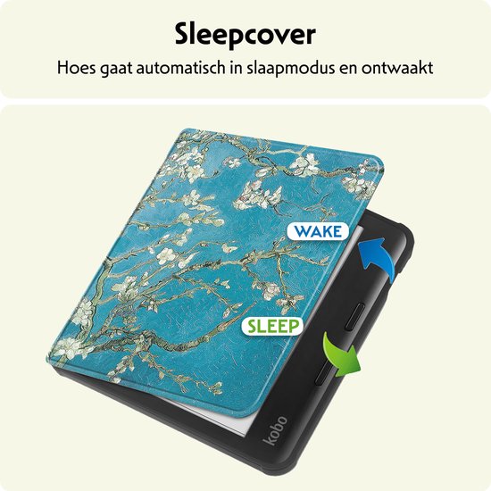 Hoesje Geschikt voor Kobo Libra Colour Hoes Bescherm Hoesje Case Sleep Cover - Hoes Geschikt voor Kobo Libra Colour Hoesje - Bloesem van Avanca — afbeelding 3