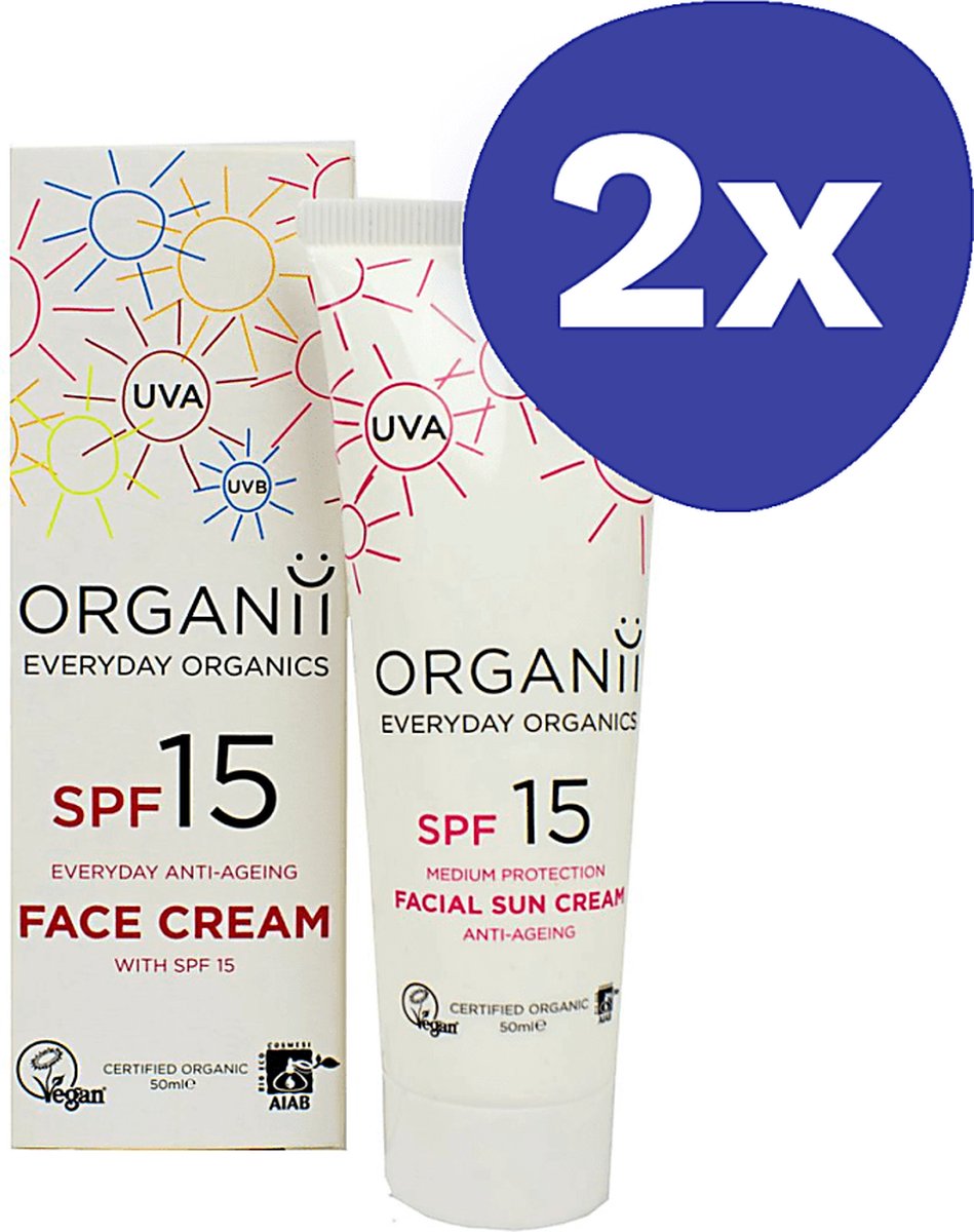 Goedkoopste Organii Anti Ageing Gezichtscreme SPF15 (2x 50ml