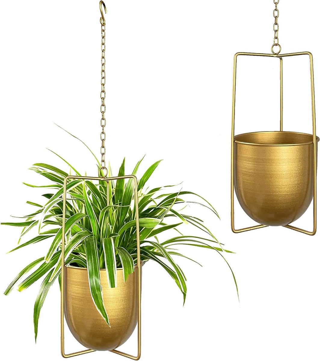 Hangende bloemenhanger metalen bolo bloemenhanger voor vetplanten voor gebruik binnen en buiten (goud)