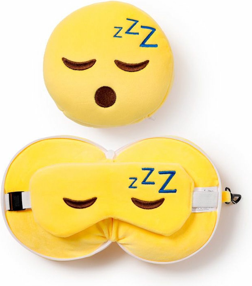 Relaxeazzz Snoozie het Slaaphoofd knuffel/reiskussen/slaapmasker - 2-in-1 set - voor kinderen- in vliegtuig of auto