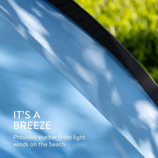 Windscherm voor het strand - Zon- en windbescherming voor drie personen - Pop-up speeltent met UV-bescherming - Beach shelter met draagtas - Blauw Beach Tent van Outsunny — afbeelding 5