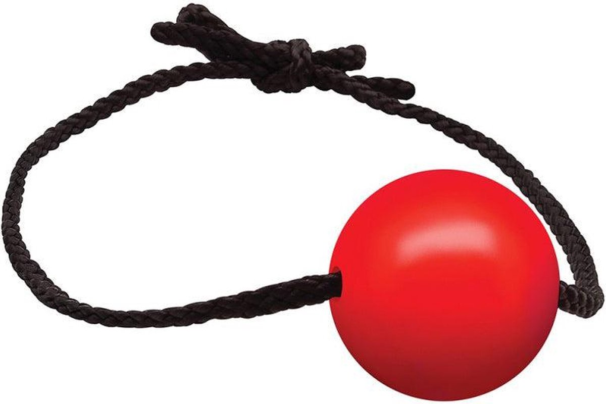 Goedkoopste Black Label - Siliconen Ball Gag - Diameter 50 mm - Leren Koord - Rood