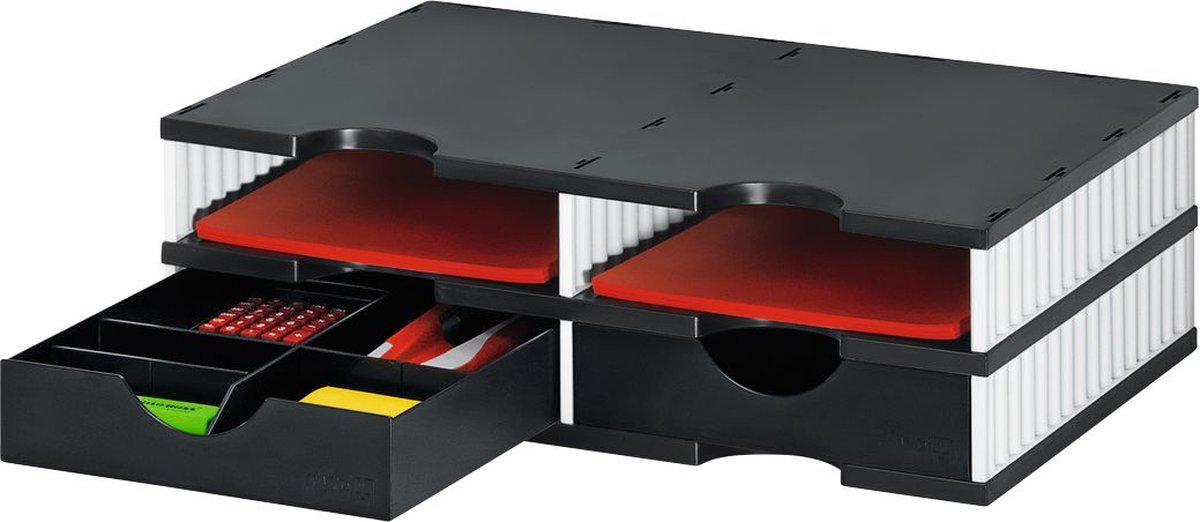 Sorteerstation set Styro styrodoc Trio, 4 vakken, wit-zwart/zwart