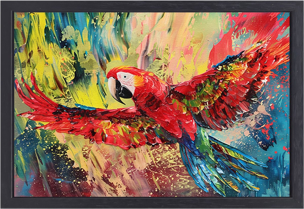 Papegaai schilderijen - Dieren schilderij - Muurdecoratie Kleuren - Muurdecoratie landelij