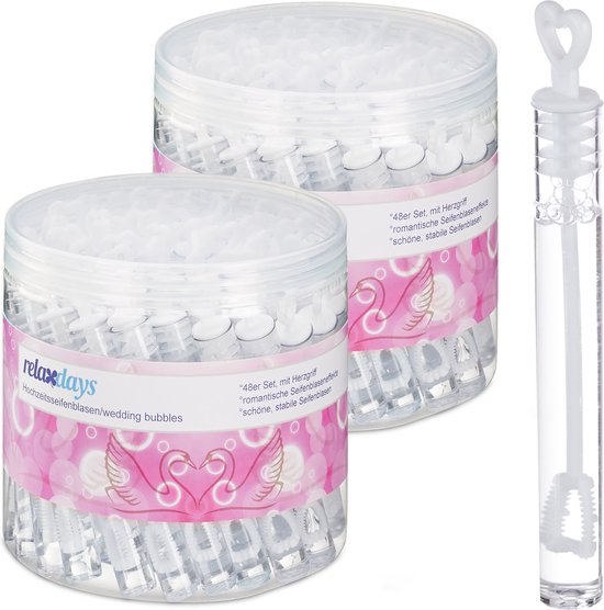 Foto: Relaxdays bellenblaas bruiloft set van 96 mini bellenblaas uitdeelcadeau klein