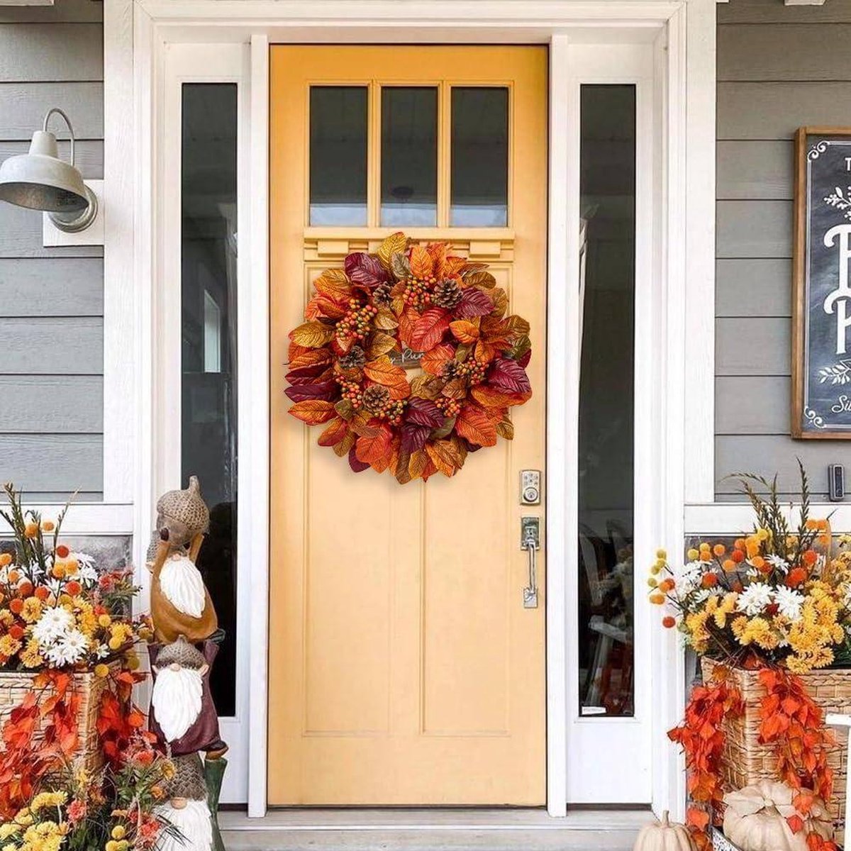 Guirlande Feuilles De Magnolia D'automne - 1,8 M, Décor Saisonnier Pour Porte, Cheminée, Mur - Thanksgiving, Mariage, Maison - 7
