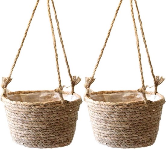 Pot Suspendu En Corde De Jute – Jardinière Tressée Main, 50x20x13 Cm, Intérieur Ou Extérieur