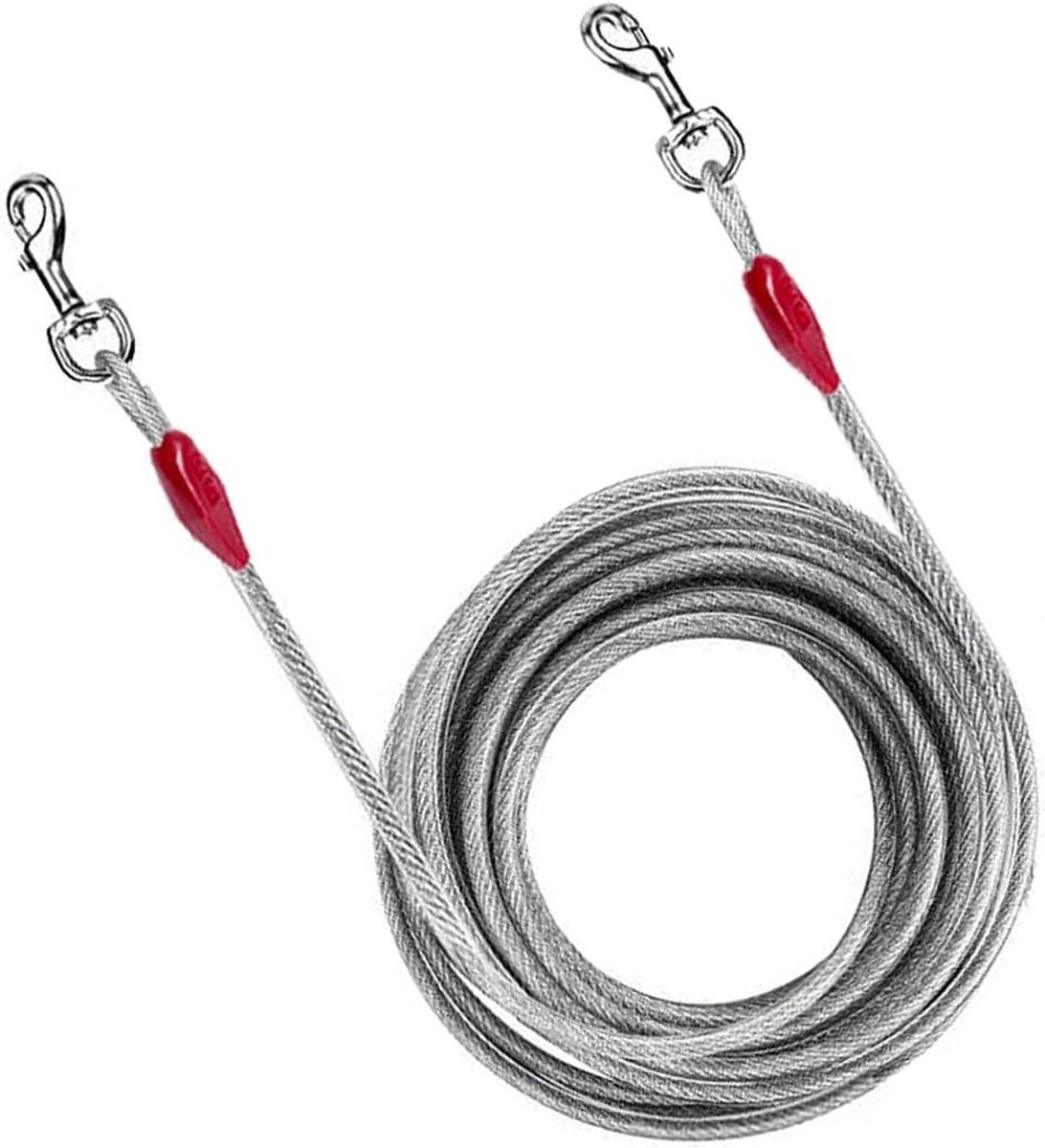 Goedkoopste Grondanker hond 3 meter hondenkettingen-buiten hondenbindkabel-zwaar belastbare hondenketting-kamperen vastbinden-riem honden-stalen spiraal hondenspel-120 lbs (alleen kabel 3 meter) Grondanker hond