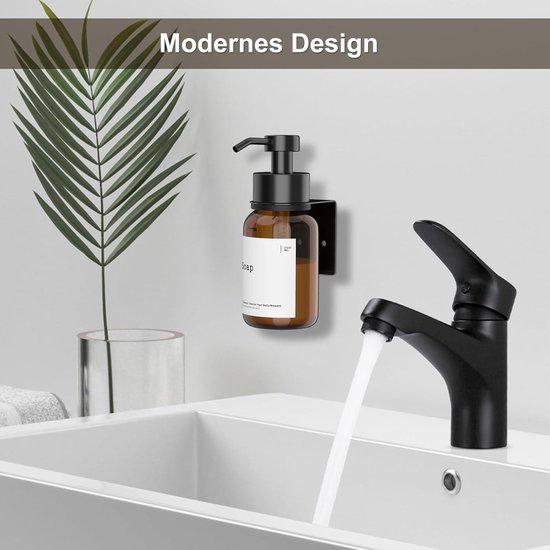 TEHEO Zeepdispenser, Wandbevestiging, Zwart, Moderne Glazen 250 Ml Lijmen Of Boren Vloeibare Zeepdispenser Voor Handzeep Shampoo Afwasmiddel Douchegel 2 Stuks 662546795