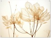 Tuinposter 120x90 cm - Tuindecoratie Droogbloemen - Beige - Planten - Wit - Poster voor in de tuin - Buiten decoratie - Schutting tuinschilderij - Tuindoek muurdecoratie - Wanddecoratie balkondoek