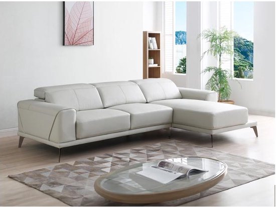 Foto: Linea sofa zitbank met hoek rechts in beige buffelleder andor l 279 cm x h 95 cm x d 170 cm