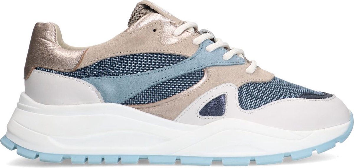 Manfield Dames Blauwe denim sneakers Maat 39 bol