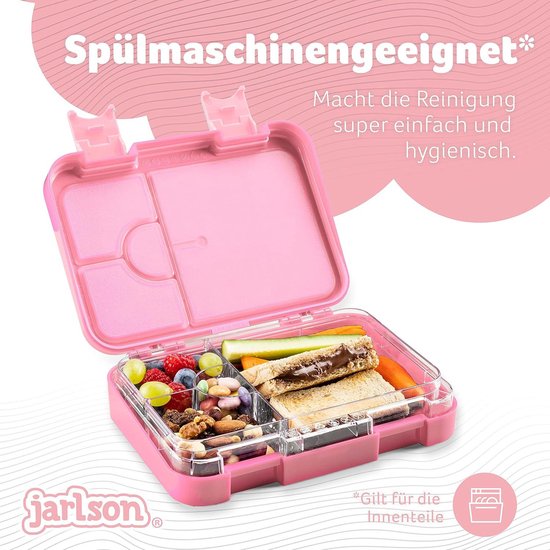 Jarlson® Broodtrommel Voor Kinderen, Met Vakken Lunchbox BPA Vrij Bento Box Lekvrij Snackbox Jausenbox Peuterspeelzaal En School Incl Bestek 1400 Ml Lumi Extra Groot 3189871337