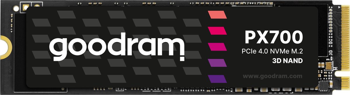 GOODRAM PX700 SSD - 2TB - M.2 2280 NVMe - PCIe Gen4 x4 - Leessnelheid 7400 MB/s - Schrijfsnelheid 6500 MB/s - 3D NAND