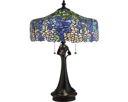 Quoizel Tiffany LED Tafellamp Cobalt | 3X E27 Max 60W | Vintage Bronze