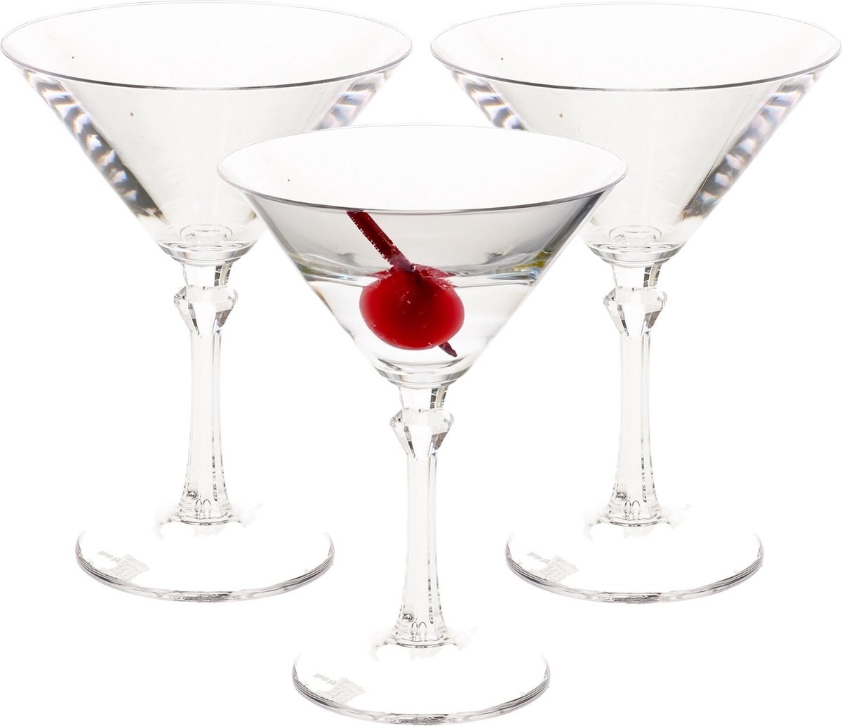 4x martini cocktailglas - transparant- kunststof - 20 cl/200 ml - feest cocktail glazen