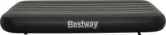 Zwart Bestway luchtbed met Bestway logo, gezien vanaf de zijkant.