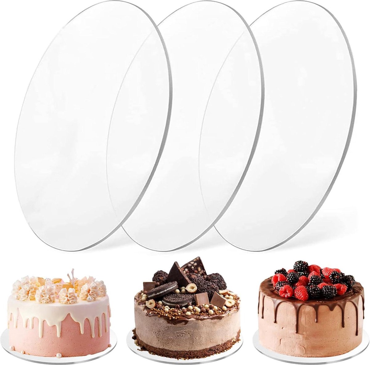 Cake Board Set 3 stuks - 19 cm - Herbruikbare Taartplaat - Transporteren Taartborden
