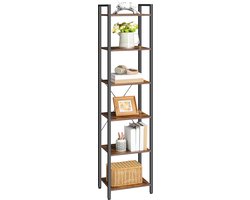 Foto: In homexl zents boekenkast boekenrek industrieel 5 lagen hout metaal bruin zwart 40 x 30 x 187 5 cm