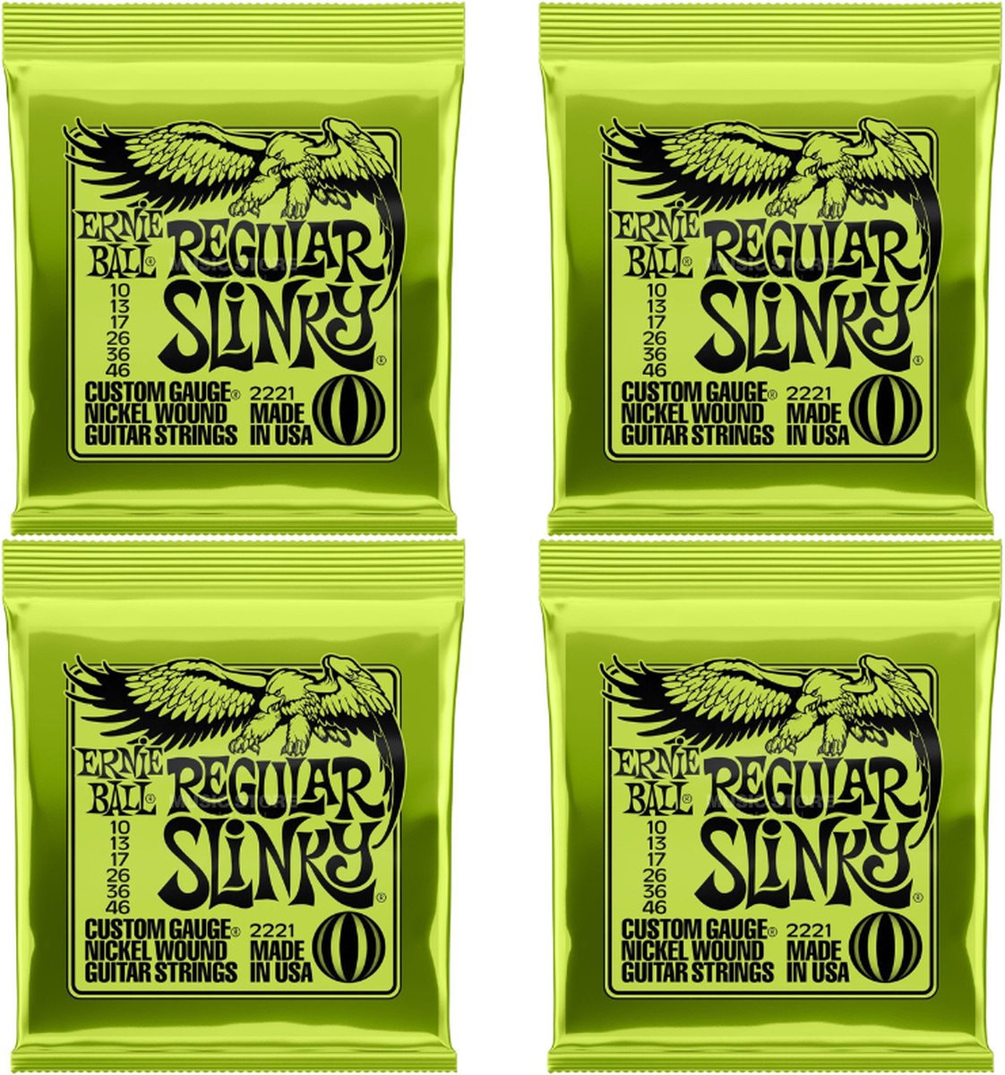 Ernie Ball 2221 Regular Slinky Snaren bundel van 4 sets