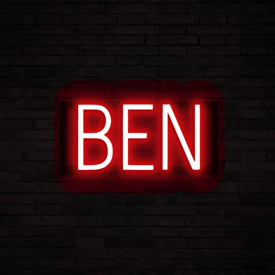 BEN - Neon LED Lamp Kinderkamer | SpellBrite | 32,3 x 16 cm | 6 Dimstanden & 8 Lichtanimaties | Naamlamp Wandlamp Neon Verlichting