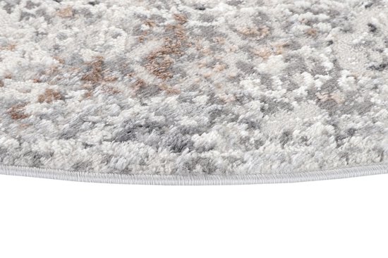 Tapiso Valley Tapis rond beige gris clair à poils courts - 80 x 80 cm