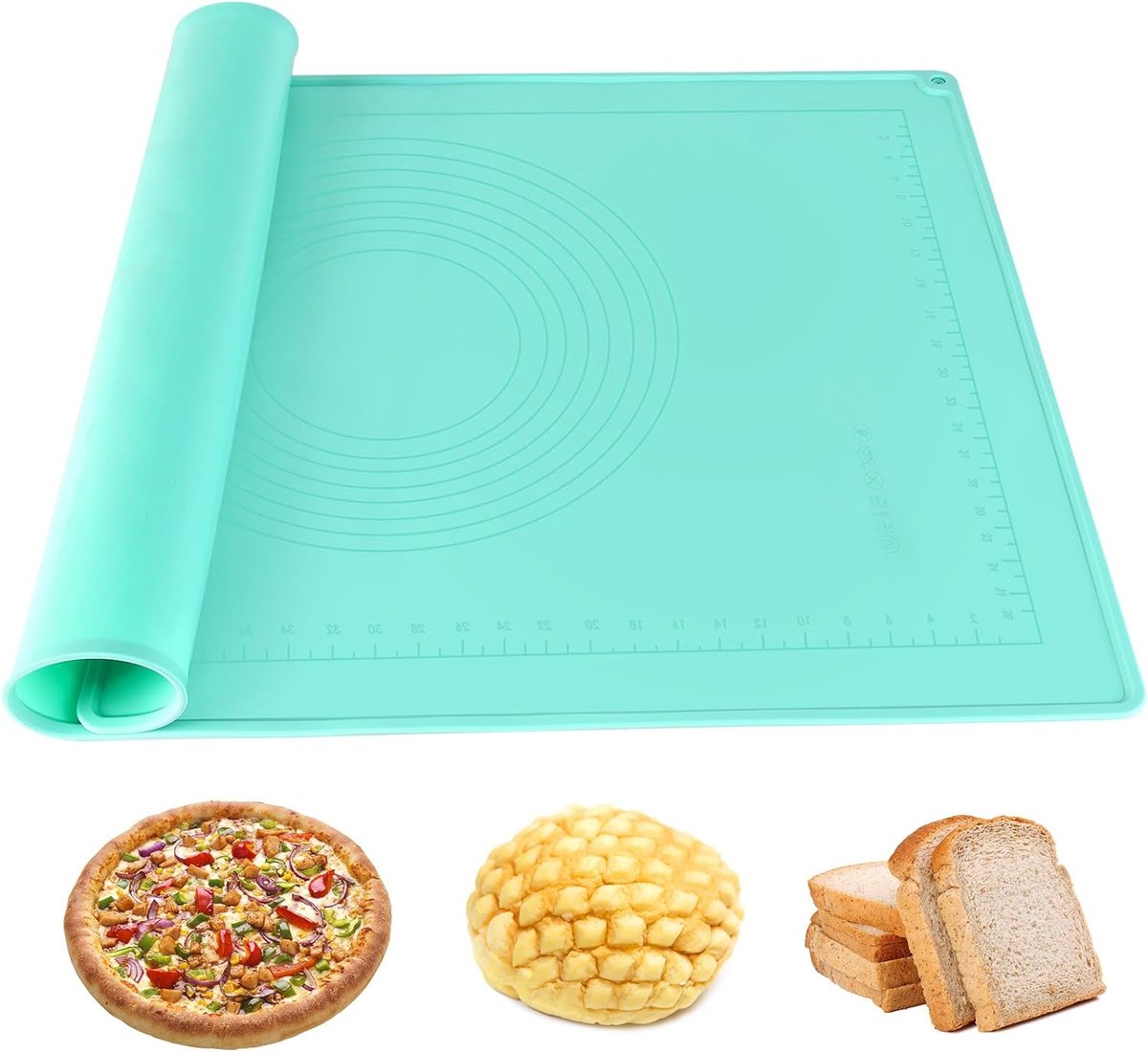 Goedkoopste Siliconen mat, 70 x 50 cm, grote bakonderlegger, siliconen, antislip, kneedonderlegger met meting, anti-aanbak, uitrolmat voor deeg, fondant, pizza, gebak, brood