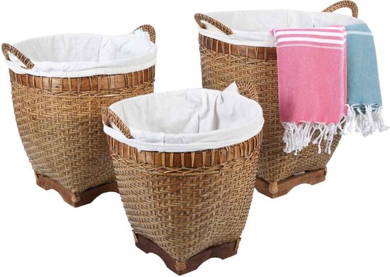 Panier à linge en rotin Lea avec anse