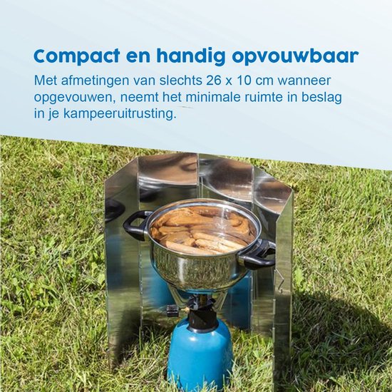 ProPlus Windvrij Kookscherm - 49x36cm - 5 delig - Aluminium - Anti-spatscherm - Vlambeveiligers - Campingscherm - Gasbrandschild - Warmtebeheerscherm - Buitenkeuken - Campingaccessoires van ProPlus — afbeelding 3