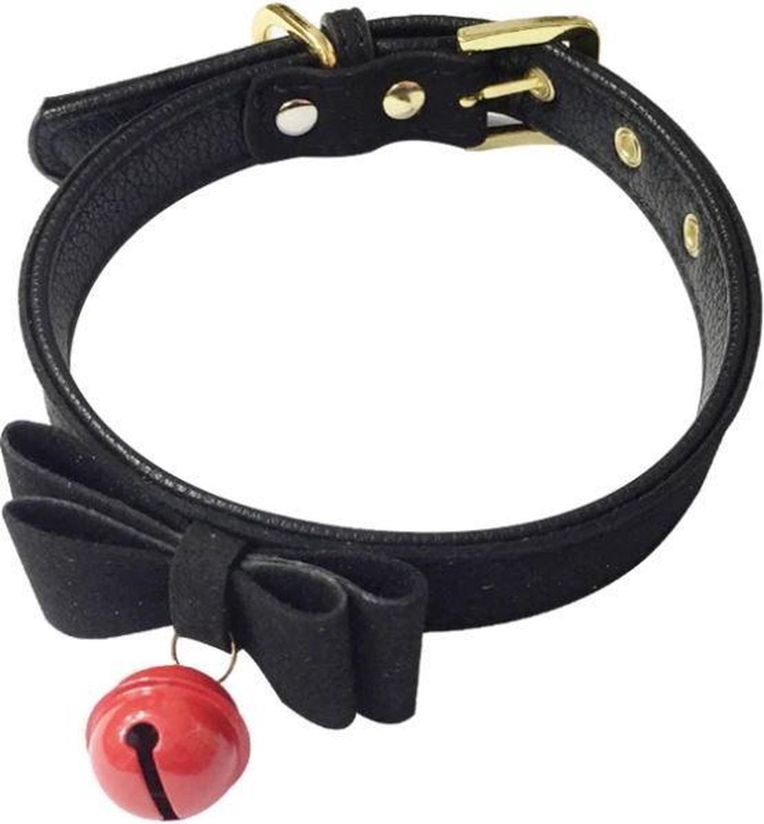 Goedkoopste Finnacle - Verleidelijke Klinknagel Choker - Zwart - Pu Lederen Kraag met Bel - Voor Sensuele Bondage Spelletjes - BDSM Must-Have!