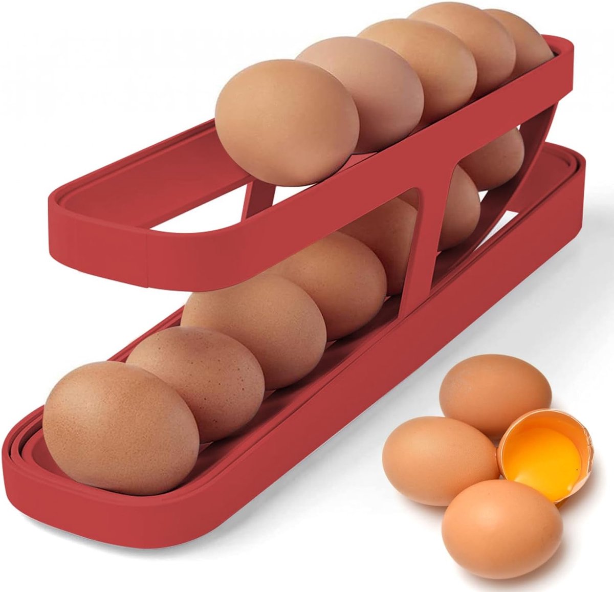 Rollende eierhouder voor koelkast eierhouder Koelkastrol Eierdispenser Koelkast Eiercontainer Eierdoos Eierhouder Eiercontainer voor koelkast Eierenopslagkoelkast 12-14 eieren