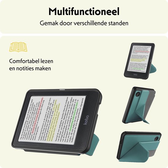 Hoesje Geschikt voor Kobo Clara Colour Hoes Bescherm Hoesje Case Sleep Cover Trifold Met Screenprotector - Hoes Geschikt voor Kobo Clara Colour Hoesje - Donkergroen van Echt-Hoesje — afbeelding 3