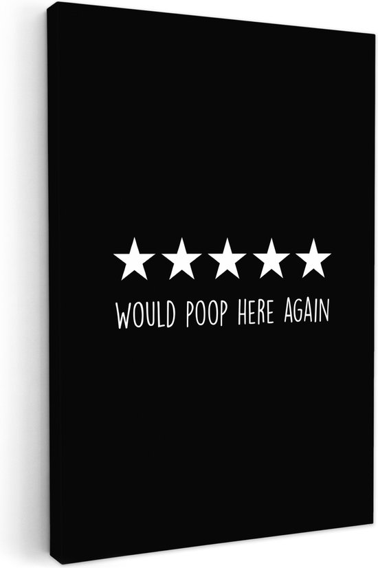 Peinture sur toile 20x30 cm - Décoration murale salle de bain Citations - Je ferais caca ici encore - Humour - Zwart - Dicton - Décoration murale WC - Accessoires décoratifs - Décoration murale Toilettes - Peintures sur toile