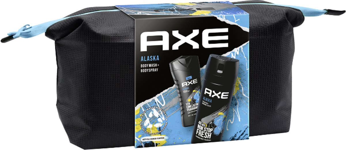Axe Alaska Geschenkset - Deodorant 150 ml. + Douchegel 250 ml. + Toilettas - Cadeau voor mannen