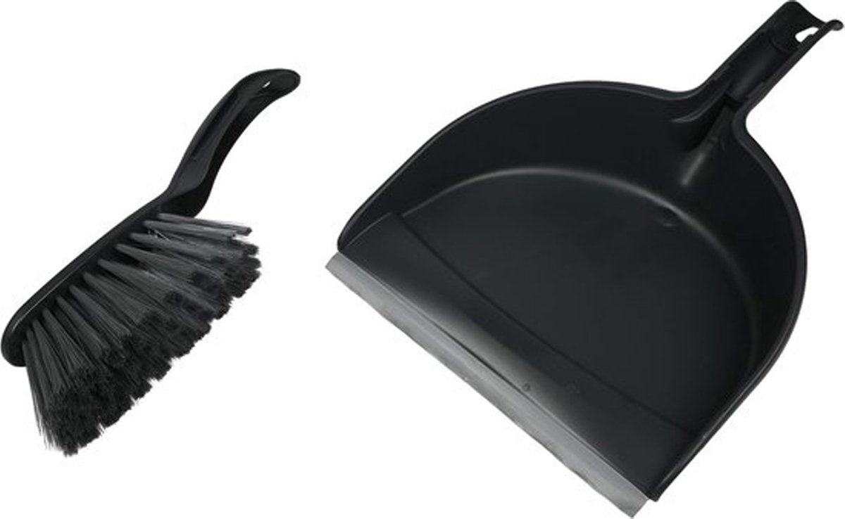 Goedkoopste Benson Stoffer en blik - kunststof - 33 x 22 cm - antraciet grijs - rubber rand