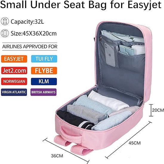 Voor Easyjet Handbagage 45x36x20 Fit Nieuwe Easyjet Onderzeese Tas Handbagage Vrouwen 32l Reisrugzak Cabine Grootte Mannen Lichtgewicht Flight Bags Wa