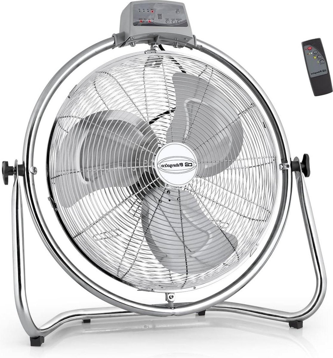 Industriële ventilator 45 cm diameter drie standen afstandsbediening omvalbeveiliging - meervoudig draaibaar hoofdeinde - 130 W metaal - hoge kwaliteit