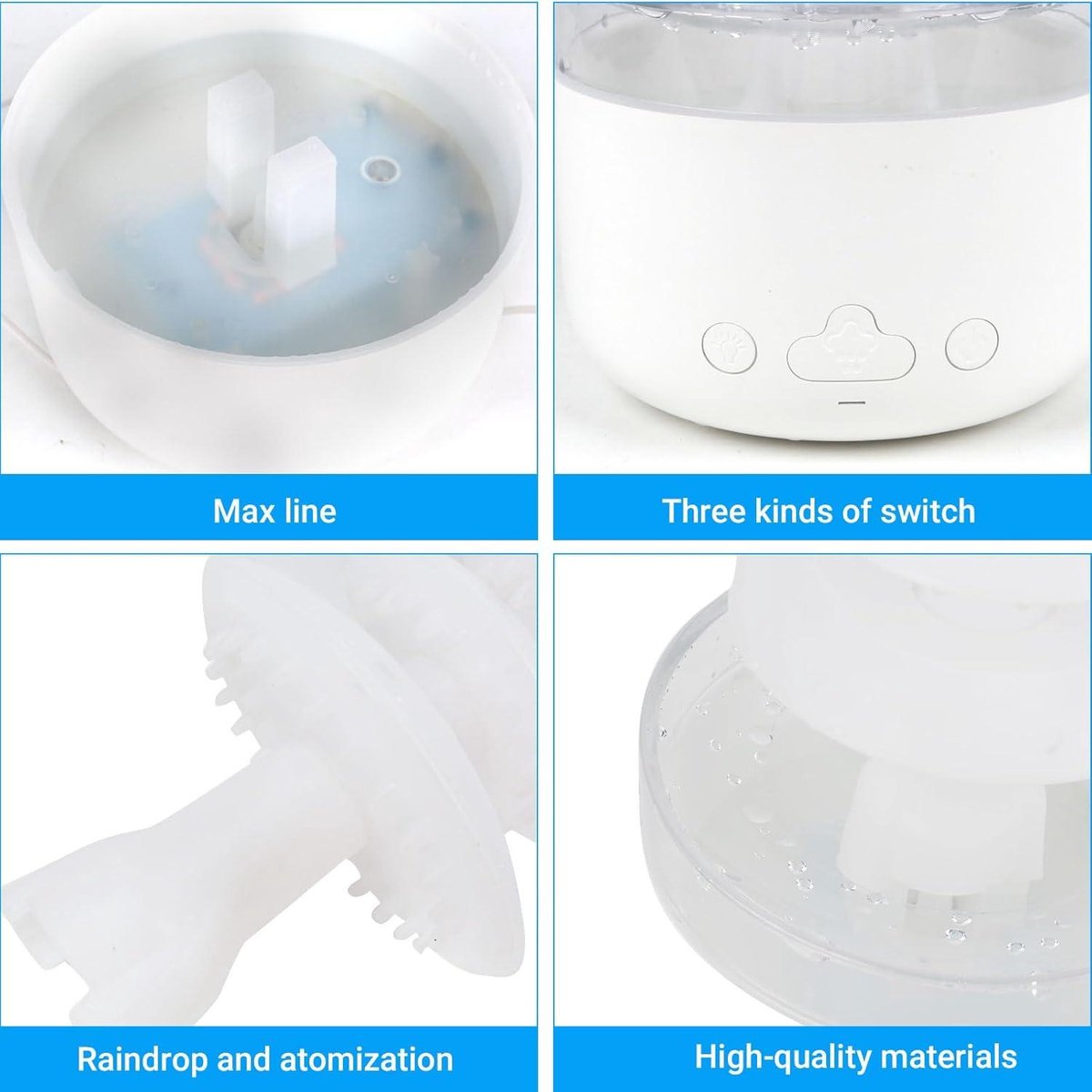 LMYSUFI Rain Cloud luchtbevochtiger en aromatherapie-diffuser met 7 kleurlichten, nano-mist, helpt bij het slapen en ontspannen, voor thuis, kantoor, kamer (B LMYSUFI Rain Cloud luchtbevochtiger en aromatherapie-diffuser met 7 kleurlichten, nano-mist, helpt bij het slapen en ontspannen, voor thuis, kantoor, kamer (B