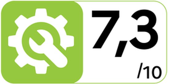 Groen logo met een tandwiel en moersleutel, naast de tekst 7,3/10.