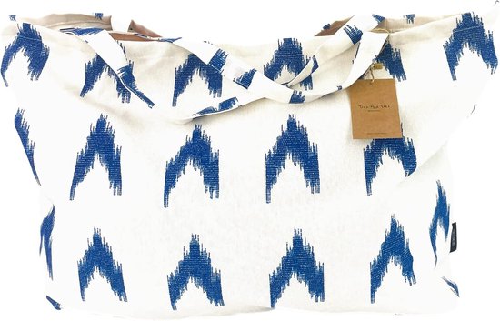 Sac de plage XXL, familial, extra large ou grand sac de bain XXL, familial, 40 litres, style méditerranéen, shopper pour femme, grand, en tissu, avec doublure intérieure