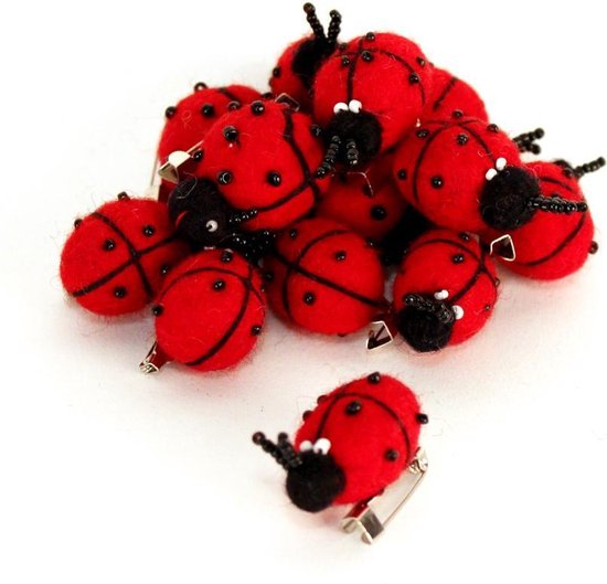 Broche Ancienne Coccinelle Rouge Et Noire - Vintage Et Charmante