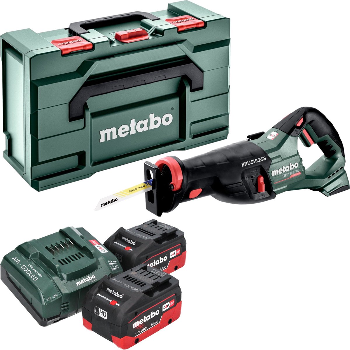 Metabo SSEP 18 LT BL accu reciprozaag 18 V 32 mm borstelloos + 2x LiHD accu 5,5 Ah + lader + metabox