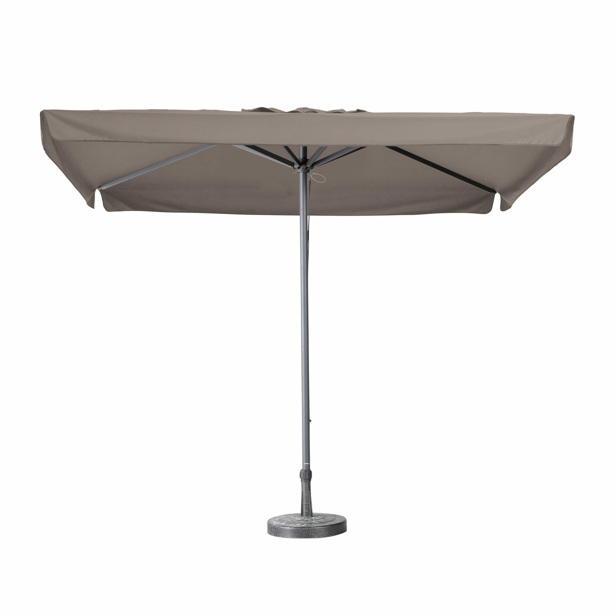 Madison Parasol Profi-line Vierkant Taupe met Volant - Luxe vierkante parasol in taupe met elegante volant.