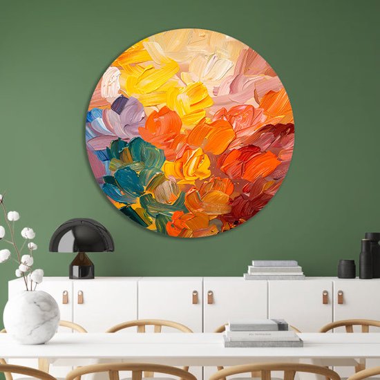 Kleurrijk wandcirkels - Abstract muurdecoratie rond - Wandschaal Vormen - Moderne schilderijen - Forex - Kunst aan de muur muurcirkel forex 70x70 cm
