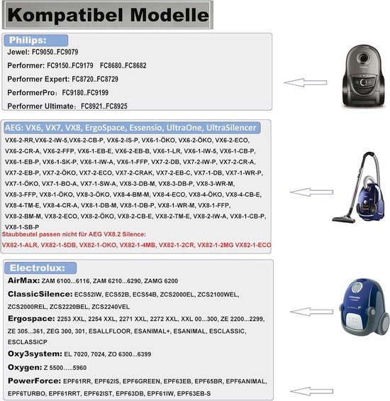 VX8 Stofzuiger Met stofzak - 57 dB VX82-1-2MG