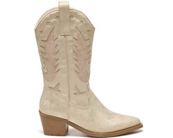Smile Favorites® Dames Cowboylaarzen met Hak - Goud - Imitatieleer - Maat 39 -