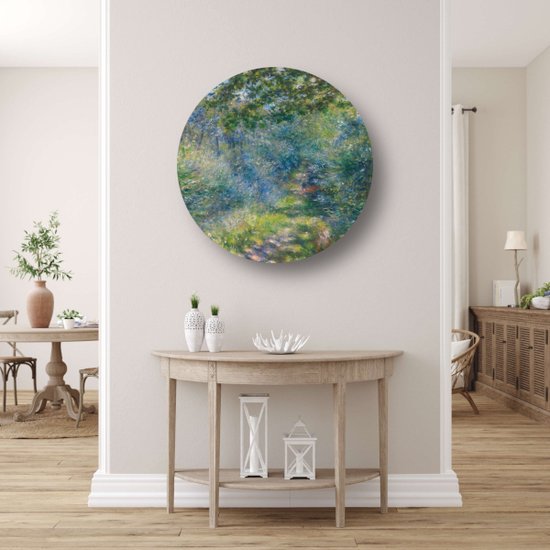 Chemin dans la forêt - Décoration murale ronde Pierre-Auguste Renoir - Cercle mural Arbres - Cercle mural Maîtres anciens - Décoration murale classique - Tableau rond - Décoration murale chambre cercle mural forex 100x100 cm