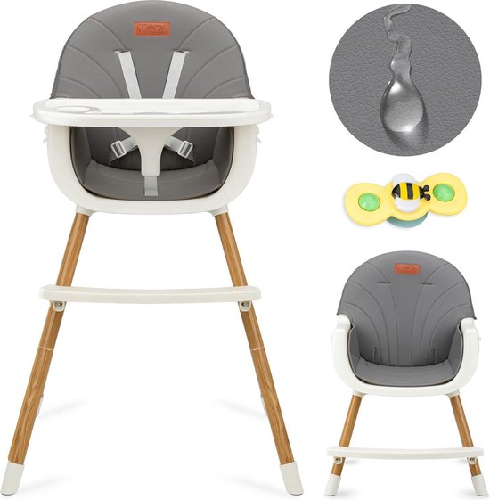 Voederstoel 3-in-1 product stabiel verstelbare riemen ergonomische zitting pluche inzetstuk inclusief speelgoed maximale hygiëne uitneembaar dienblad zwart-grijs kleur - kinderstoel van Hauck — afbeelding 5