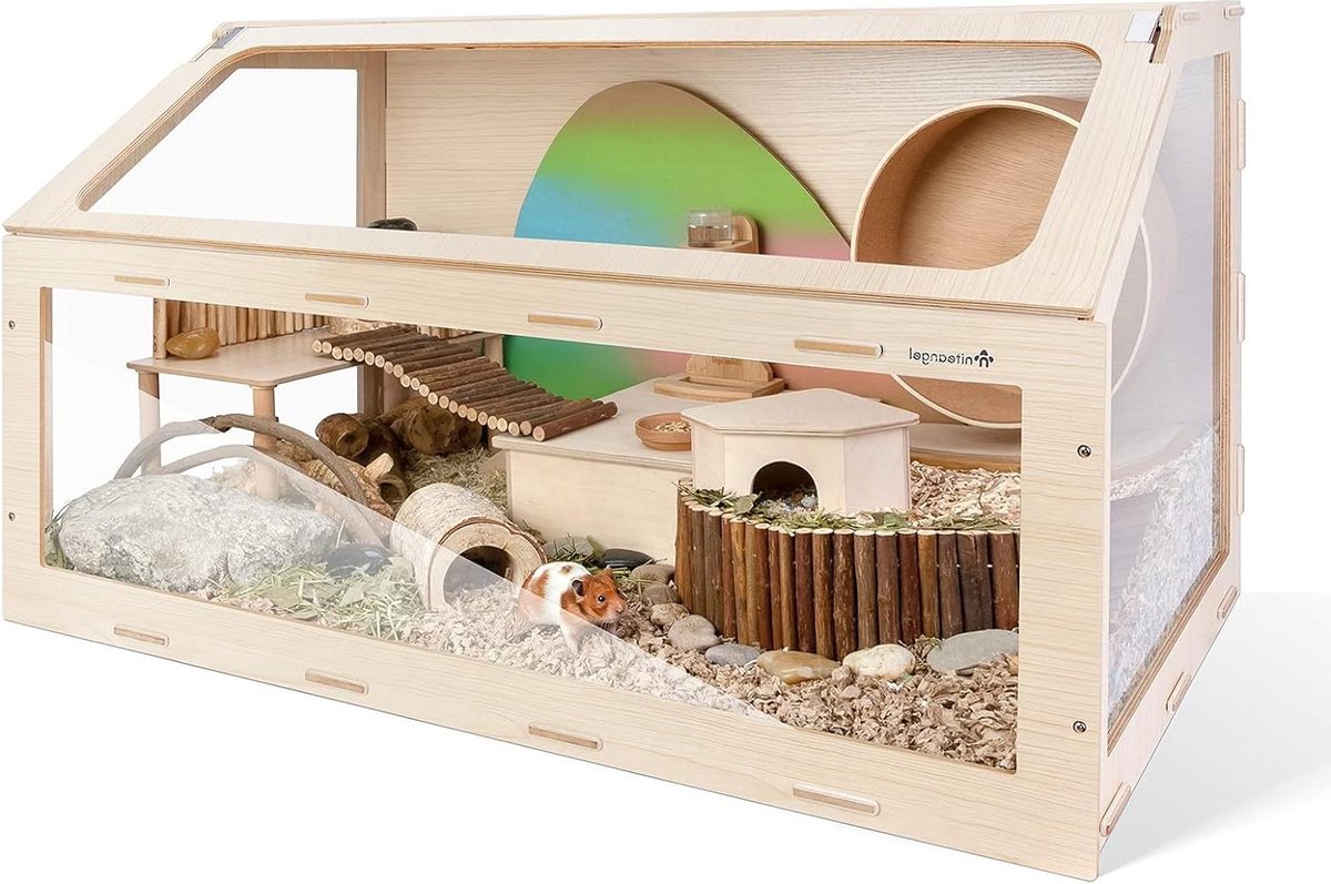 Rattenkooi met schuine opening – MDF Aspen kooi voor Syrische dwerghamsters – Degus – Muizen – Groot formaat – 1196 x 577 x 683 cm Rattenkooi