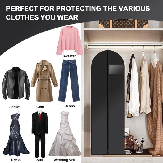 Housse a vetements longue 180 x 60 cm 2 pieces housse de protection pour robe de. bol
